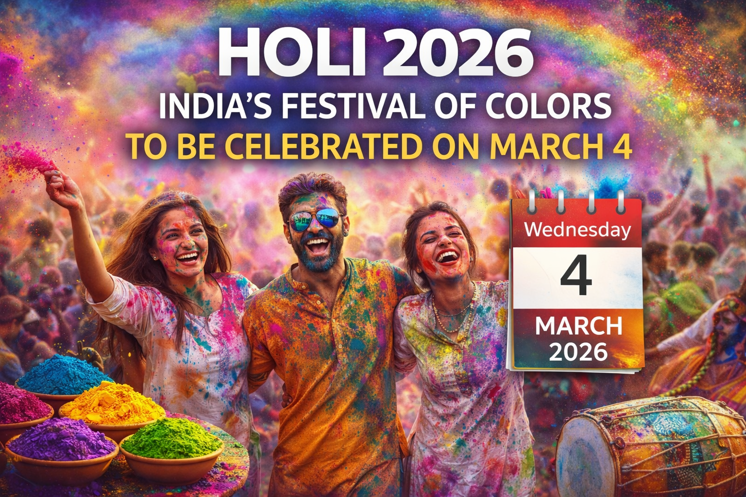 Holi 2026: India&rsquo;s Festival of Colours to Be Celebrated on March 4